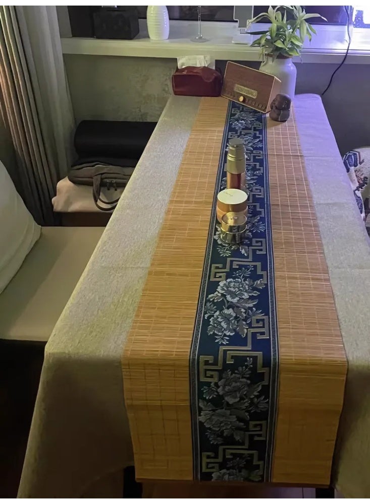 منسق طاولة صيني كبير من البامبو والمقمشة، حامل ساخن مقاوم للحرارة - Image 1