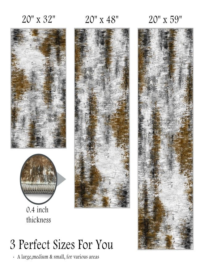 Tritard 100% Non Slip Kitchen Rugs Sets of 3 Washable Kitchen Mats for Floor Abstract Kitchen Runner Rug Soft Floor Mat Set Kitchen Carpet Rugs for Hallway, Laundry, Sink, Entryway, Office, Grey Brown - Image 3