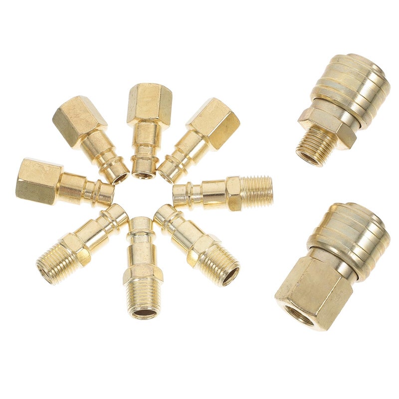 Copper Plated Quick Hose Connector Set 10pcs Air Compressor Fittings For Tool Repair - Image 2