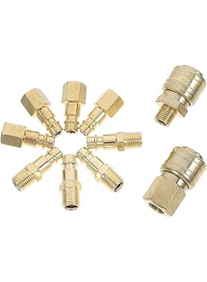 Copper Plated Quick Hose Connector Set 10pcs Air Compressor Fittings For Tool Repair - Image 1