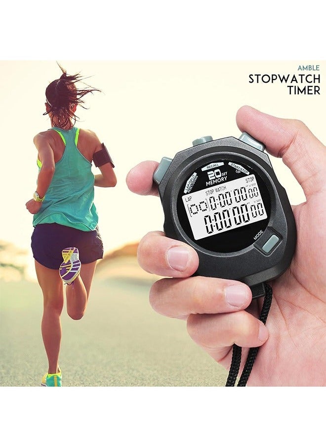 Arabest - Stopwatch, Countdown Timer and Stopwatch Record 20 Memories Lap Split Time with Tally Counter and Calendar Clock with Alarm for Sports Coaches and Referees - Image 1