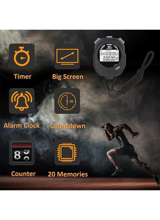 Arabest - Stopwatch, Countdown Timer and Stopwatch Record 20 Memories Lap Split Time with Tally Counter and Calendar Clock with Alarm for Sports Coaches and Referees - Image 1