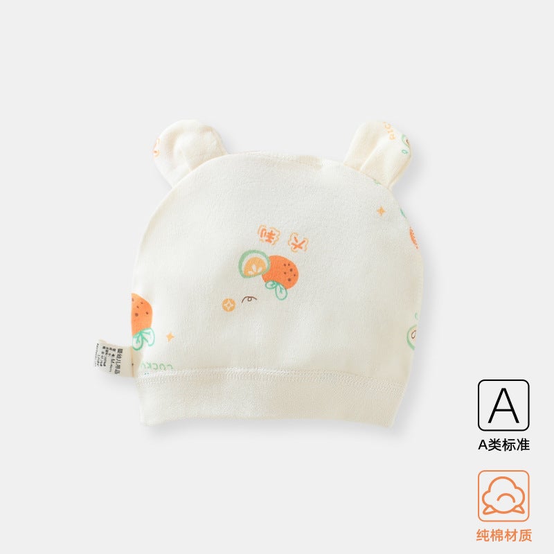Soft Cotton Newborn Baby Cap 5734 Big Orange Italy (single layer pure cotton boneless) 