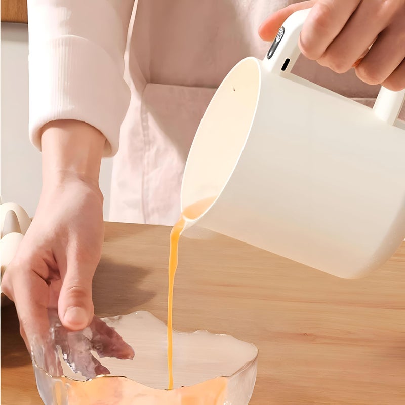 Multi-Function Electric Egg Churn - Cordless handheld mixer with built-in filter plate for whipping eggs, sauces, and smoothies in seconds, perfect for quick kitchen prep. (Beige) - Image 2