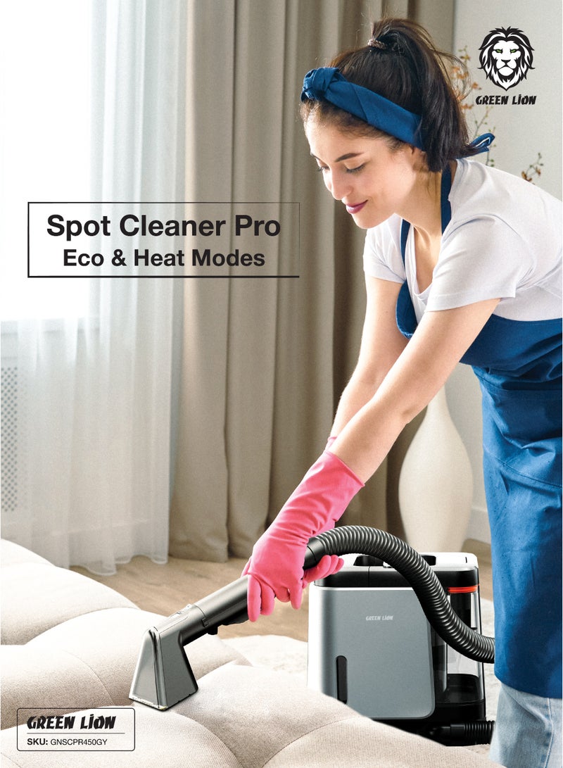 GREEN LION Spot Cleaner Pro 450W / Deep Stain Cleaning / LED Display /Dual Water Tank / Strong Suction Power / Powerful and Efficient Cleaning Device / Carpets/Upholstery and Household Surfaces - Grey - Image 5