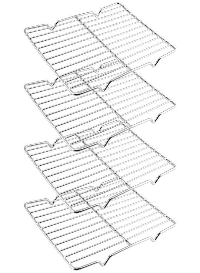 MUKLEI 4 Pack 10 × 8 x 0.8 Inch Metal Grate Cooling Rack, Stainless Steel Small Wire Cooling Rack, Rectangle Baking Cooling Rack for Cooking, Fits Small Toaster Oven, Dishwasher Safe - Image 1
