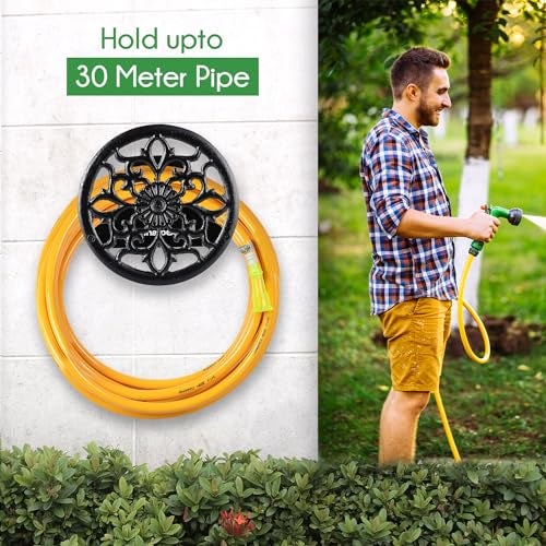 Sharpex DIY Hose Hanger - Ornamental Garden Pipe Holder Wall Mounted for Hotel, Backyard and Outdoor - Heavy Duty Metal Portable Irrigation Hose Holder (Black 6) - Image 3