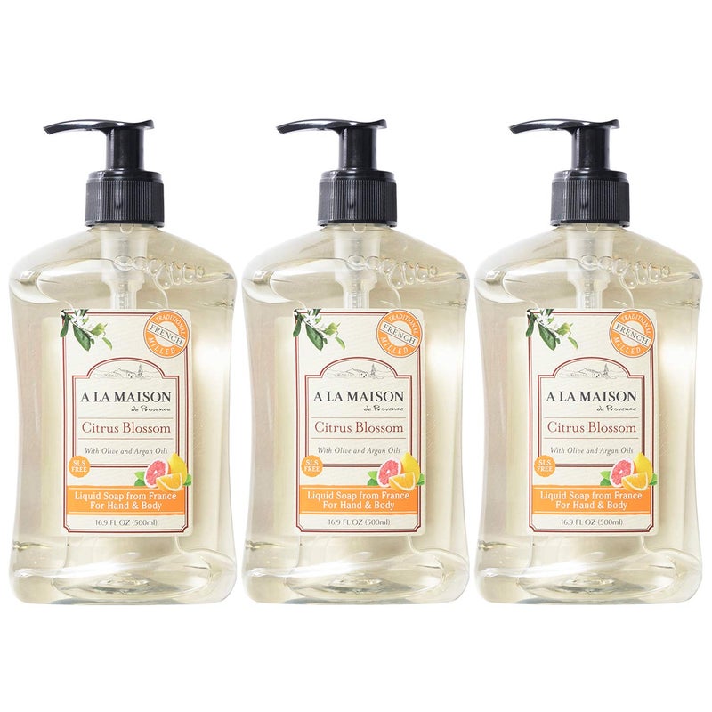 A LA MAISON French Liquid Hand Soap, Citrus Blossom - Natural Hand Wash Made with Essential Oils - Biodegradable, Plant-Based, Vegan, Cruelty-Free, Alcohol & Paraben Free (16.9 oz, 3 Pack) - Image 1