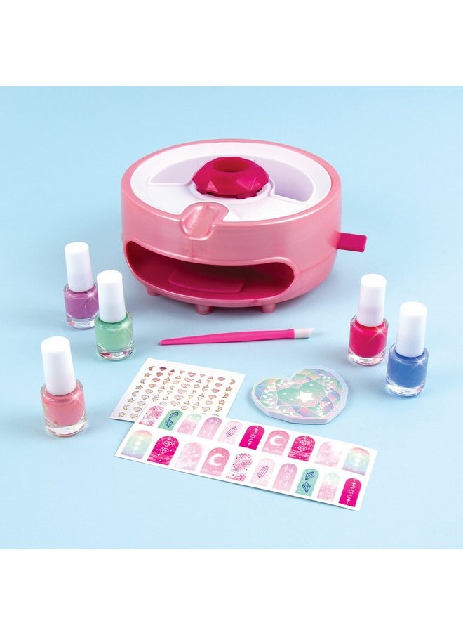 Make It Real Light Magic Nail Dryer & Polish Set for Girls & Teens - 5 Vibrant Nail Colors, Art Stickers, Nail File, Cuticle Pusher & Dryer - Water-Based, Non-Toxic Polish Perfect Spa Day Manicures Make it Real  - Image 3