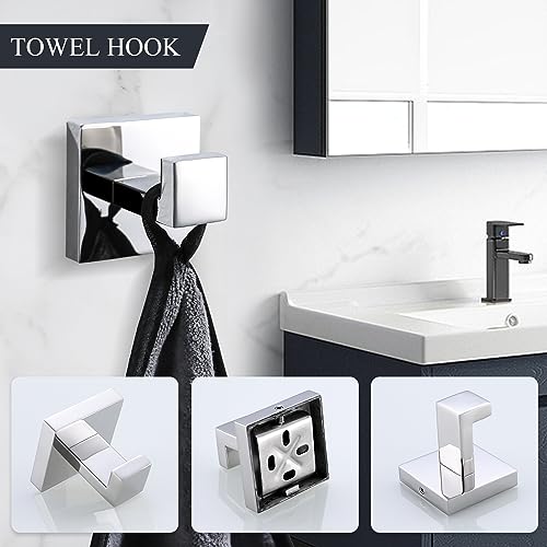 TURS 5-Piece Bathroom Hardware Set Polished Towel Bar Sets Include 23.4 Inch Towel Rail Hand Towel Bar Tissue Holder and 2 Towel Hooks, Stainless Steel Wall Mounted Towel Racks for Bathroom - Image 5