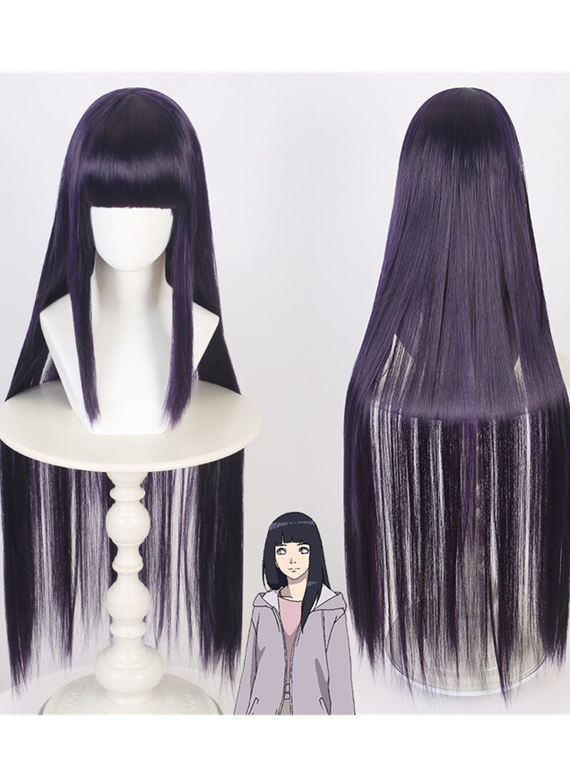Naruto Hinata cos wig female dark blue costume long straight hair cosplay wig costumes dress up wig - Image 2