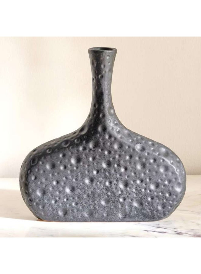 Pan Home Ceramic Fluted Decor Vase - Black - Image 2