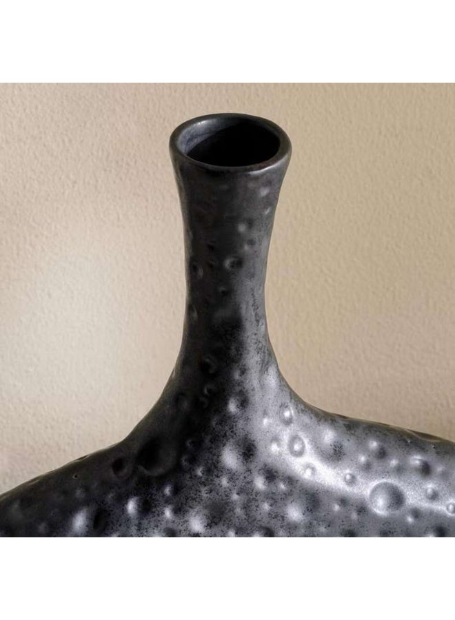 Pan Home Ceramic Fluted Decor Vase - Black - Image 4