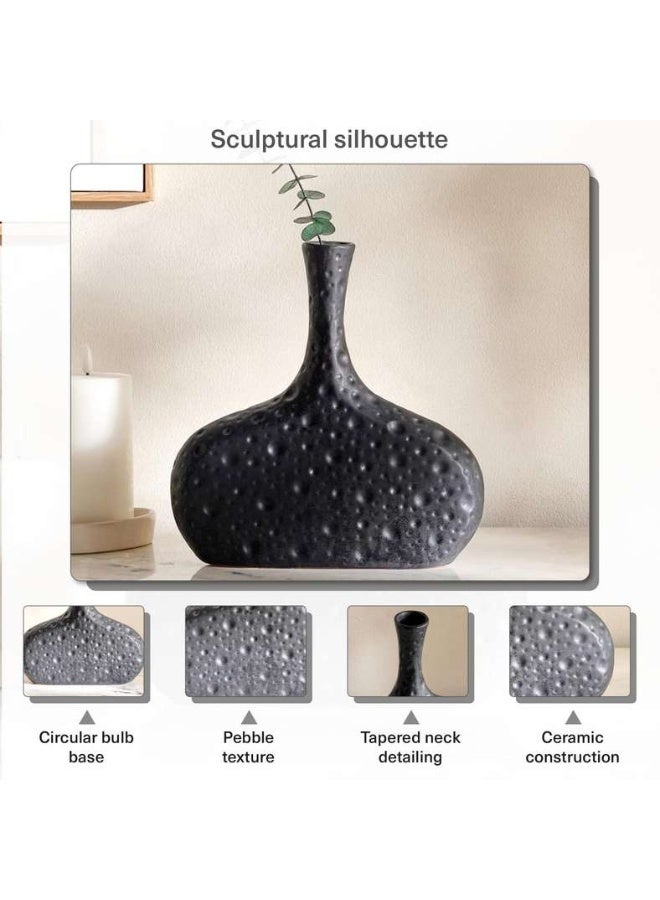 Pan Home Ceramic Fluted Decor Vase - Black - Image 5
