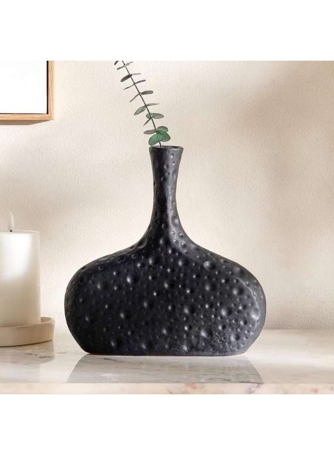 Pan Home Ceramic Fluted Decor Vase - Black - Image 1