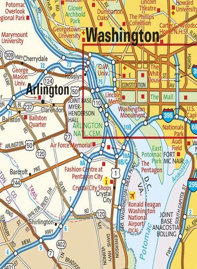 Globe Turner Washington, DC Wall Map, Large - 22.75" x 29.5" Laminated, Full Color, Matte Finish, Road Map - Image 2