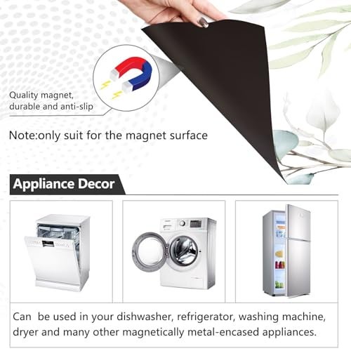 BOENLE Green Sage Eucalyptus Leaves Dishwasher Magnet Cover Sticker Magnetic Refrigerator Panel Front Door Fridge Microwave Decal Decorative - Image 3