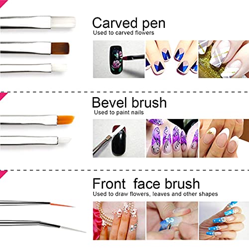 INOG Nail Art Decorations Kit, Nail Art Brush with Nail Pen Designer Dotting Tools Colors Holographic Butterfly Nail Glitter Foil Flakes Nail Tape Strips and Multi-Color Nails Rhinestones - Image 4