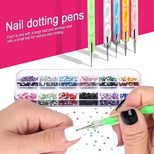 INOG Nail Art Decorations Kit, Nail Art Brush with Nail Pen Designer Dotting Tools Colors Holographic Butterfly Nail Glitter Foil Flakes Nail Tape Strips and Multi-Color Nails Rhinestones - Image 5