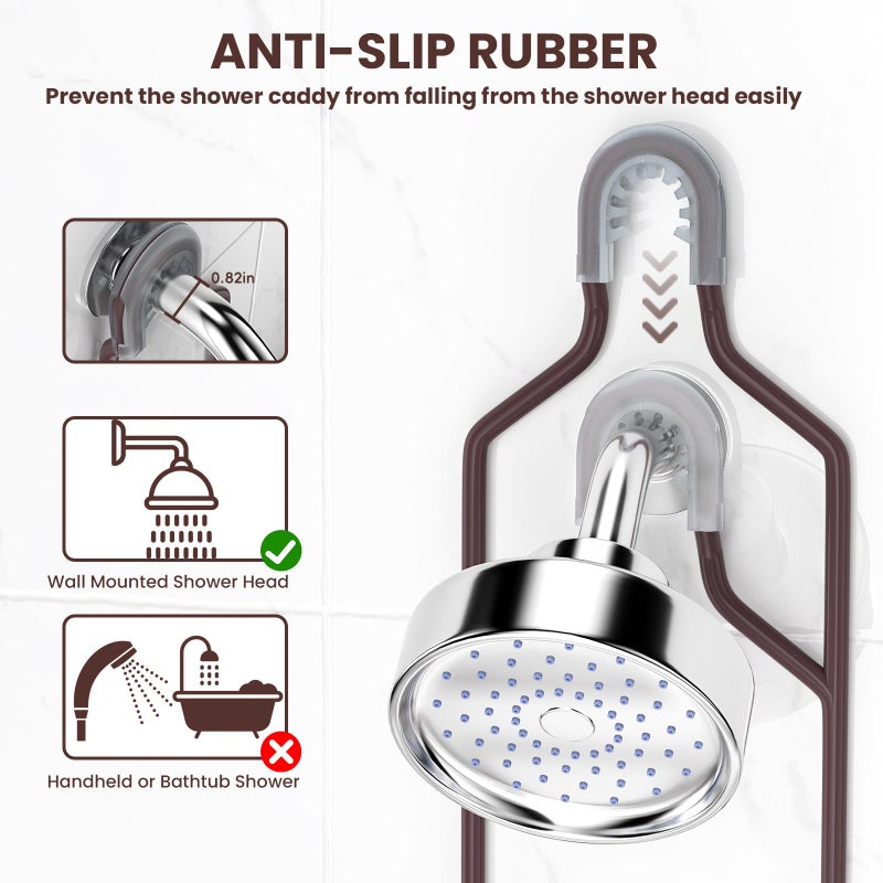 Reinhardt Shower Caddy Hanging  Rustproof Shower Caddy Anti-Swing Shower Organizer No Drilling Showers Racks With Soap Holder Multi Hooks Bathroom Storage For Shampoo Sponge  Bronze - Image 5
