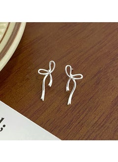 Qianjia S925 Silver Butterfly Knot Stud Earrings Bow stud earrings-silver