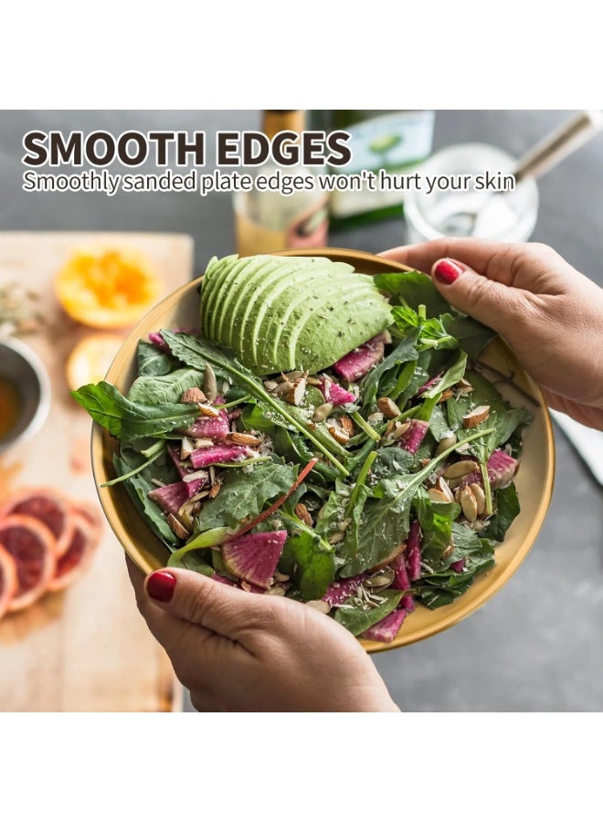 Relex 8-piece 6.5-inch appetizer plate with stand set Gold silver stainless steel round plates Suitable for cakes desserts, salads, dips, snacks, side dishes (Gold) - Image 3