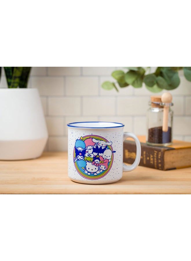 Silver Buffalo Sanrio Hello Kitty Friends Featuring Little Twin Stars, Cinnamoroll, Kuromi, Keroppi, Badtz-Maru, Pochacco, Tuxedo Sam, My Melody, Pompompurin, Chococat Ceramic Camper Mug, 20 Ounces - Image 2