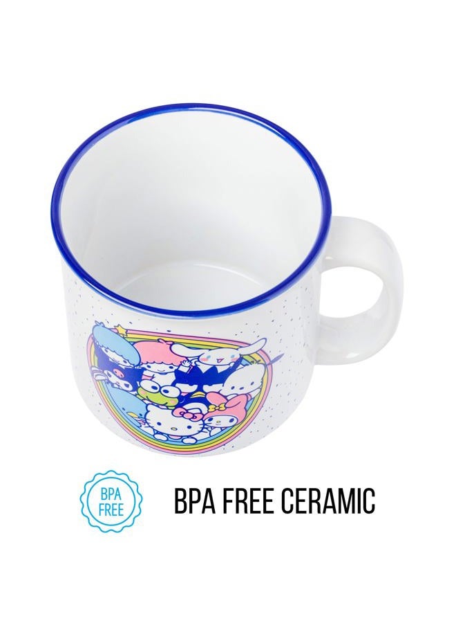 Silver Buffalo Sanrio Hello Kitty Friends Featuring Little Twin Stars, Cinnamoroll, Kuromi, Keroppi, Badtz-Maru, Pochacco, Tuxedo Sam, My Melody, Pompompurin, Chococat Ceramic Camper Mug, 20 Ounces - Image 4