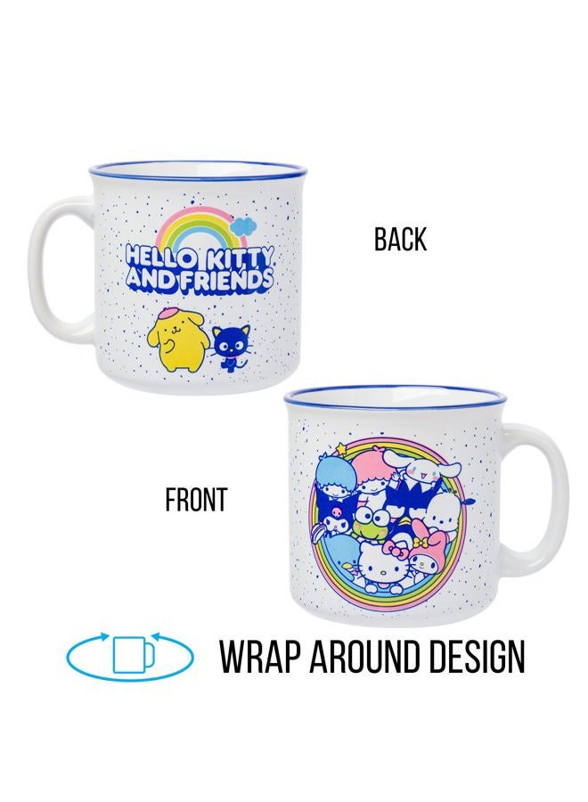 Silver Buffalo Sanrio Hello Kitty Friends Featuring Little Twin Stars, Cinnamoroll, Kuromi, Keroppi, Badtz-Maru, Pochacco, Tuxedo Sam, My Melody, Pompompurin, Chococat Ceramic Camper Mug, 20 Ounces - Image 3