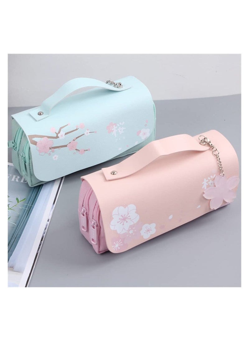 Kawaii Cherry Blossom Pencil Case, Pink Large Capacity Pouch for School Supplies, Makeup, and Stationery - Perfect for Teen Girls and Boys, Stylish Pencil Pouch and Pen Bag.