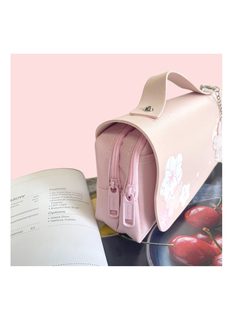 Kawaii Cherry Blossom Pencil Case, Pink Large Capacity Pouch for School Supplies, Makeup, and Stationery - Perfect for Teen Girls and Boys, Stylish Pencil Pouch and Pen Bag.