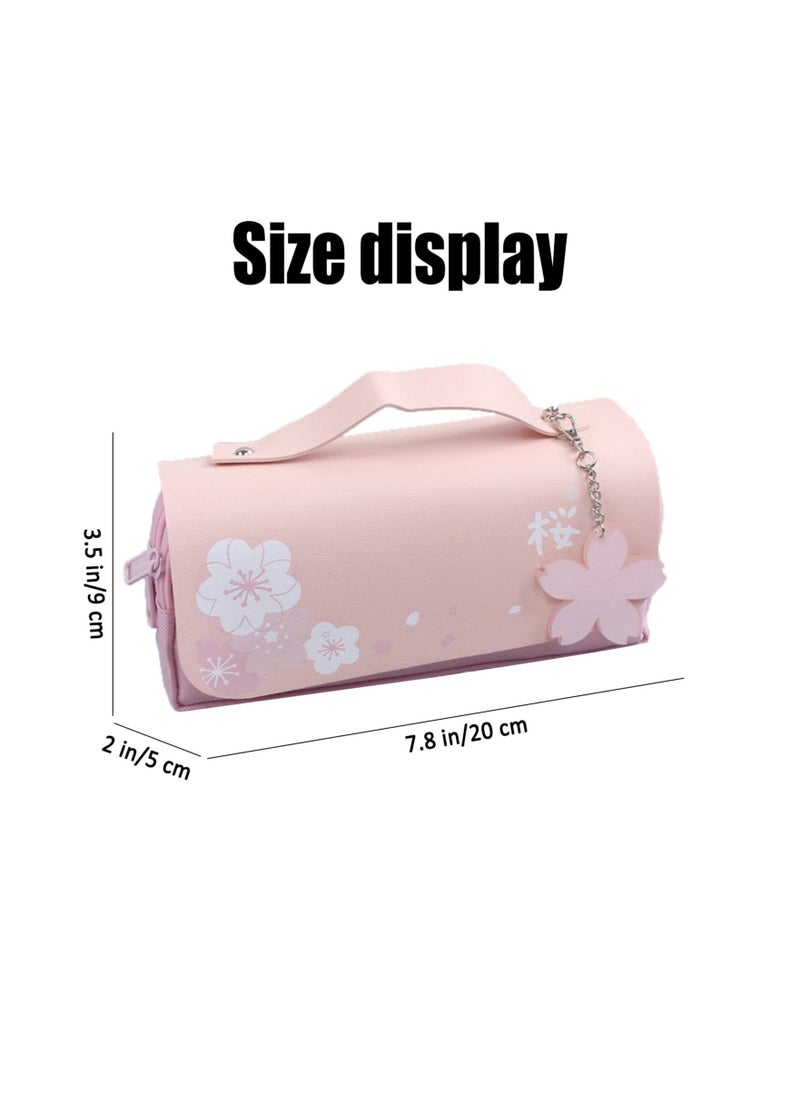 Kawaii Cherry Blossom Pencil Case, Pink Large Capacity Pouch for School Supplies, Makeup, and Stationery - Perfect for Teen Girls and Boys, Stylish Pencil Pouch and Pen Bag.