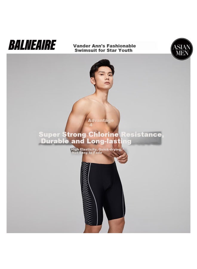 Balneaire 2025 New Men's Racing Swim Trunks, Chlorine-resistant, Water-repellent, Quick-drying, Breathable Hot Spring, 50382 Black XL - Image 4