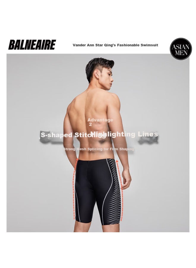 Balneaire 2025 New Men's Racing Swim Trunks, Chlorine-resistant, Water-repellent, Quick-drying, Breathable Hot Spring, 50382 Black XL - Image 2