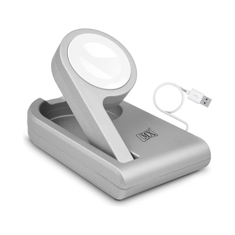 MX Watch Charger with USB Dock Cable – 1 Meter | Magnetic Wireless Charging Cord | USB Charger Compatible with Apple Watch Series 1–9, SE, Ultra | Travel-Friendly (White) - Image 1