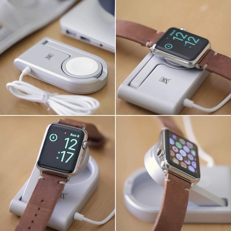 MX Watch Charger with USB Dock Cable – 1 Meter | Magnetic Wireless Charging Cord | USB Charger Compatible with Apple Watch Series 1–9, SE, Ultra | Travel-Friendly (White) - Image 2