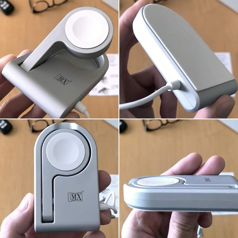 MX Watch Charger with USB Dock Cable – 1 Meter | Magnetic Wireless Charging Cord | USB Charger Compatible with Apple Watch Series 1–9, SE, Ultra | Travel-Friendly (White) - Image 5