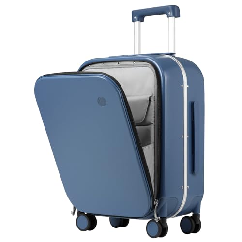 mixi Luggage Suitcase with Spinner Wheels, 24'' Checked Travel Luggage Aluminum Frame PC Hardside with TSA Lock & Cover - Sapphire Blue - Image 1