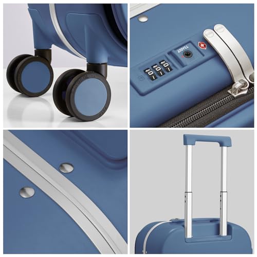 mixi Luggage Suitcase with Spinner Wheels, 24'' Checked Travel Luggage Aluminum Frame PC Hardside with TSA Lock & Cover - Sapphire Blue - Image 5