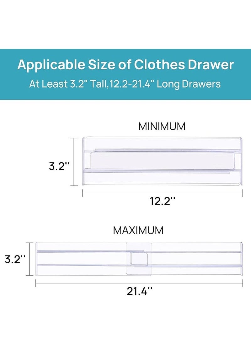 Drawer Dividers Organizers 8 Pack, Adjustable 3.2 High Expandable from 12.2-21.4 Kitchen Drawer Organizer, Clear Plastic Drawers Separators for Clothing, Kitchen and Office Storage  - Image 3