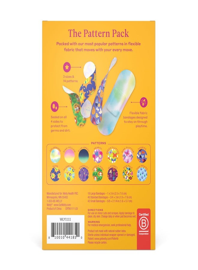 Welly Bravery Badge Value Pack | Adhesive Flexible Fabric Bandages | Assorted Shapes and Patterns for Minor Cuts, Scrapes, and Wounds - 100 Count - Image 2