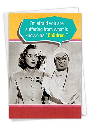 NobleWorks - Happy Mother's Day Card with Envelope - Funny, Retro Greeting Card for Mom, Stepmom - Suffering From Children 0209 - Image 1