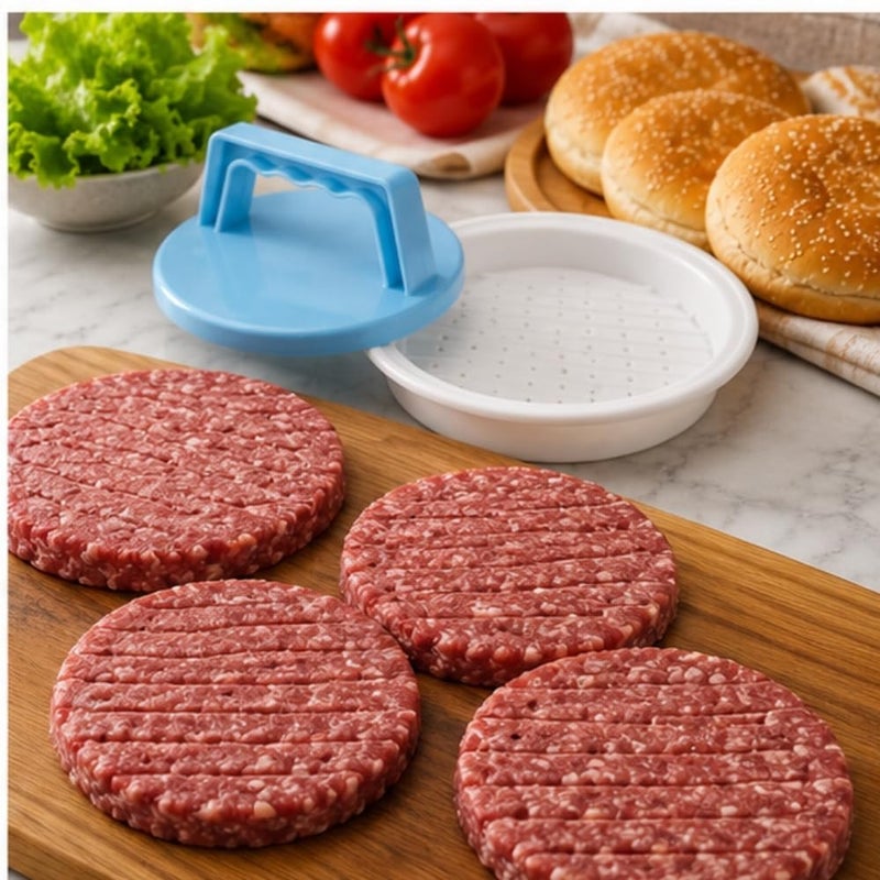 Burger Press, Food Grade Stainless Steel Burger Maker with ABS Handle, Non-Stick Hamburger Press, 11.5 cm, 50 Sheets of Patty Papers Included - Image 2