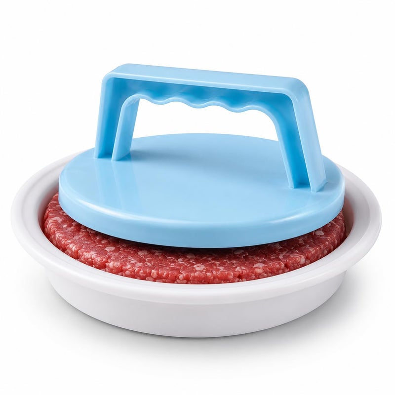 Burger Press, Food Grade Stainless Steel Burger Maker with ABS Handle, Non-Stick Hamburger Press, 11.5 cm, 50 Sheets of Patty Papers Included - Image 1