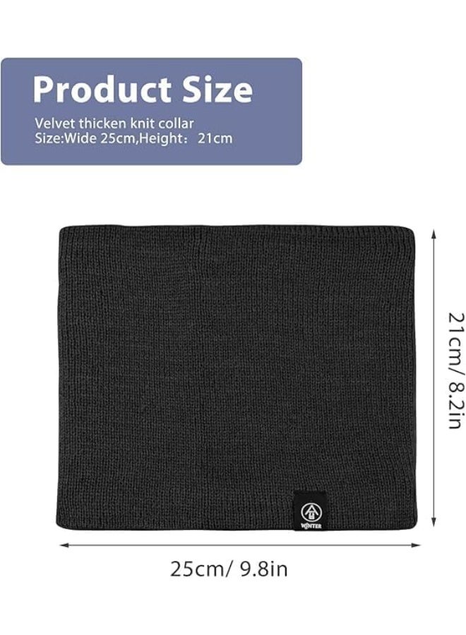 Cuken 1 Unisex Winter Neck Warmer, Thickened Plush Knitted Scarf with Elastic Design, Windproof Warm Fleece Scarf for Men, Women, Outdoor, Casual, Formal Occasions, Black - Image 4