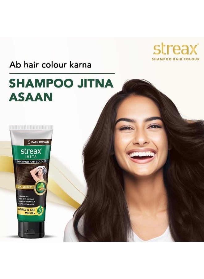 Streax Shampoo Hair Colour,  Women 60 ml - Dark Brown, Easy DIY- Squeeze Pack - Image 2