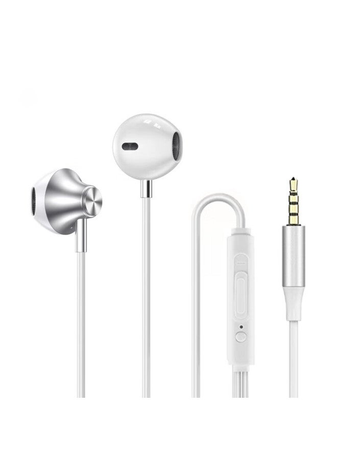 Yomo Metal Edition 3.5mm Wired Gaming Earphones With Round Metal Plug For Apple Huawei Vivo Xiaomi Oppo Phones - J108 White