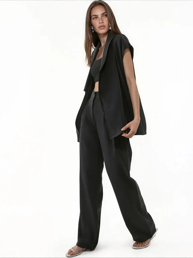 Jennyfer Black Cotton Viscose Two-Piece Coord for Women | Best Price UAE