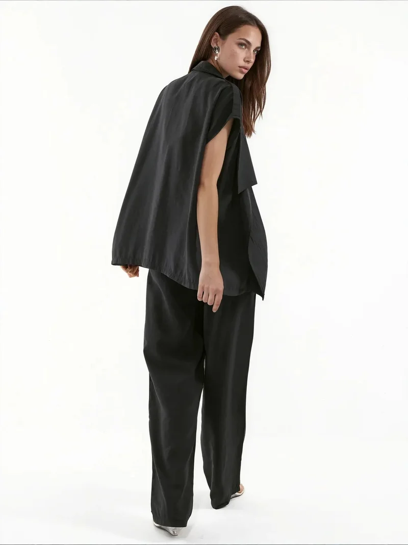 Jennyfer Black Cotton Viscose Two-Piece Coord for Women | Best Price UAE