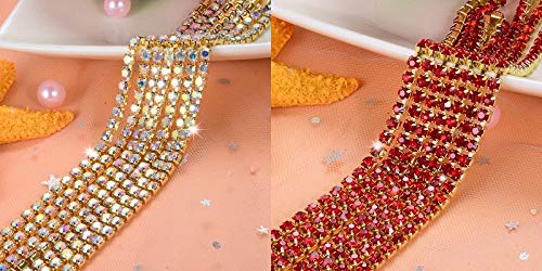 DIY Crafts Pack of 10 Yards 10x1, 5mm, 10 Yards Random Colour Glass Crystal Rhinestone Chain,Gold Bottom Sew on Cup Chains for Ga(Pack of 10 Yards 10x1, 5mm) - Image 2